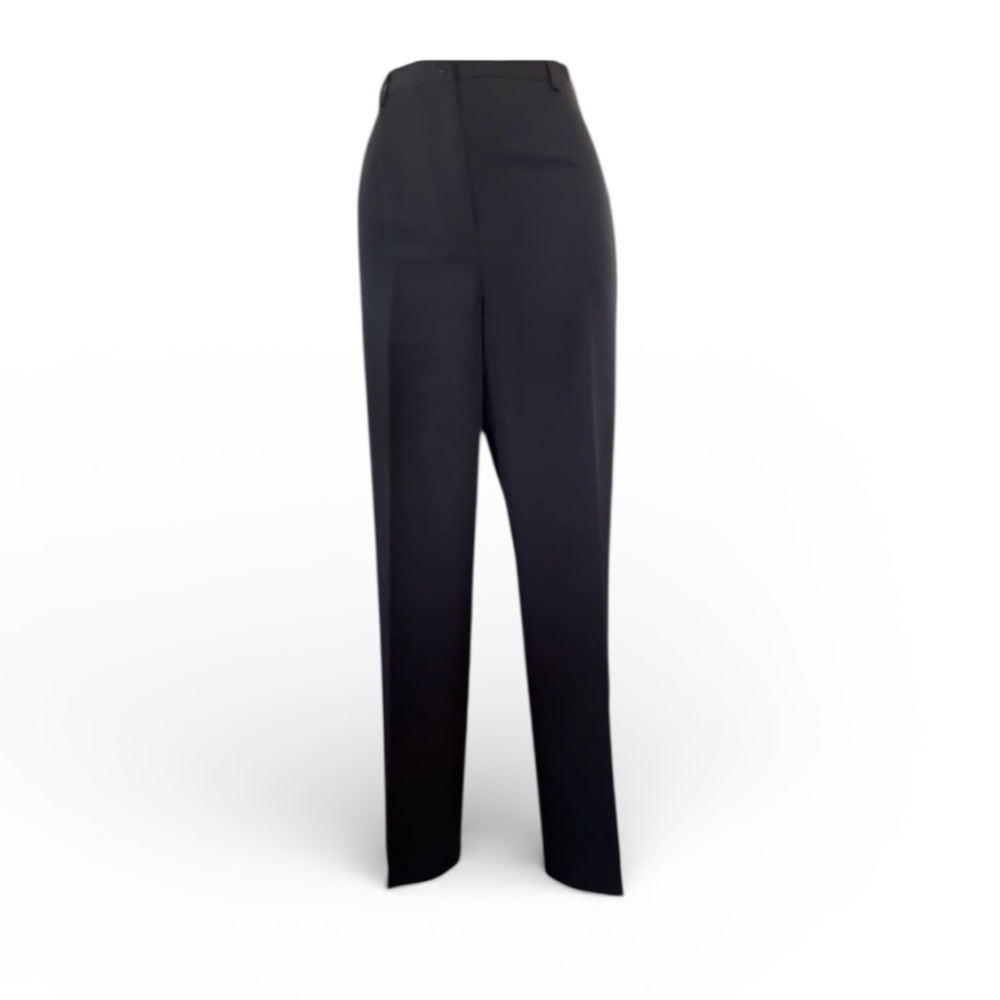 DONCASTER black pants, flat front, silk blend, high waist, straight leg. 8 EUC